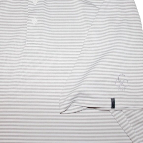 Carolina Golf Club Kjus Striped Performance Golf Polo Shirt, Beige🏌️ - Picture 4 of 9